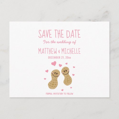 Funny Nuts About Each Other Pink Save The Date Announcement Postcard