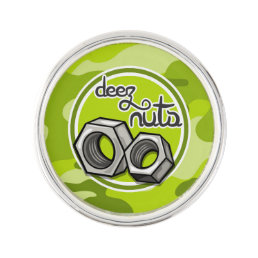 Funny Nuts; bright green camo, camouflage Lapel Pin