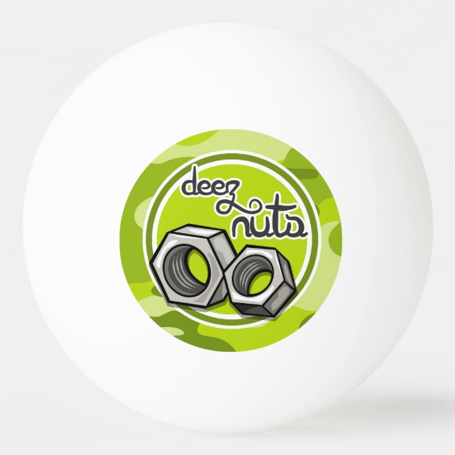 Funny Nuts; bright green camo, camouflage Ping-Pong Ball (Front)