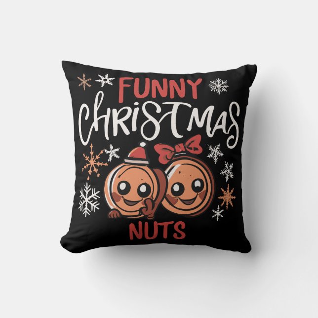 funny nuts throw pillow (Front)