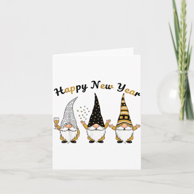 Funny Nye Gnome Shirts For Women, Happy New Year 2 Card (Front)