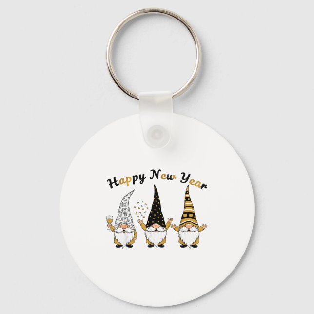 Funny Nye Gnome Shirts For Women, Happy New Year 2 Keychain (Front)