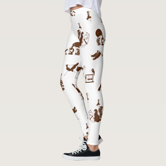 Funny NZ birds science pattern Leggings (Left)