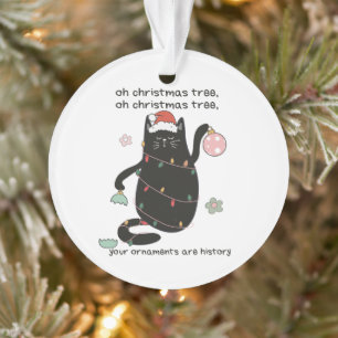 Funny O Christmas Tree Cat Humor Ornament