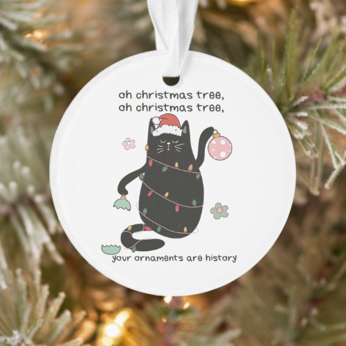 Funny O Christmas Tree Cat Humor Ornament