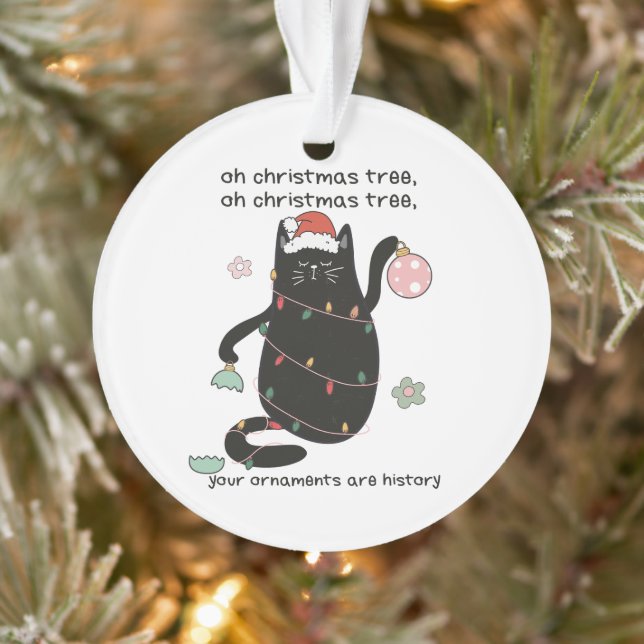 Funny O Christmas Tree Cat Humor Ornament (Tree)