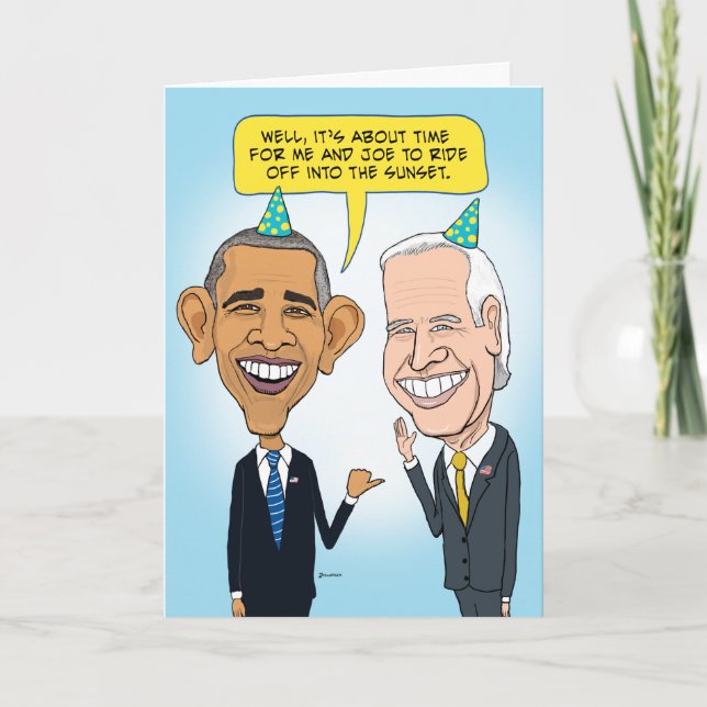 Funny Obama and Biden Farewell Birthday Card (Front)