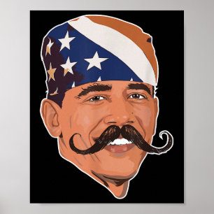 Funny Obama Mustache American  Poster