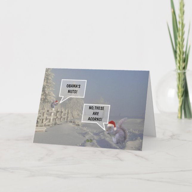 Funny Obama's nuts Christmas Holiday Card (Front)