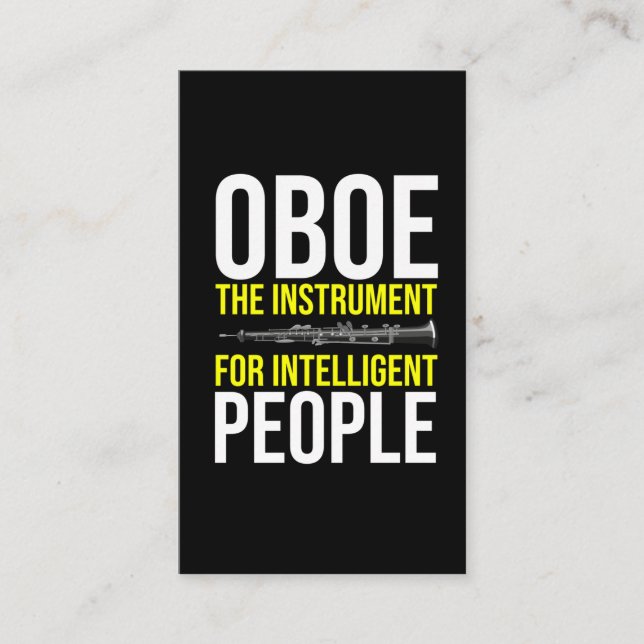 Funny Oboe Player Intelligent Musician Humor Business Card (Front)