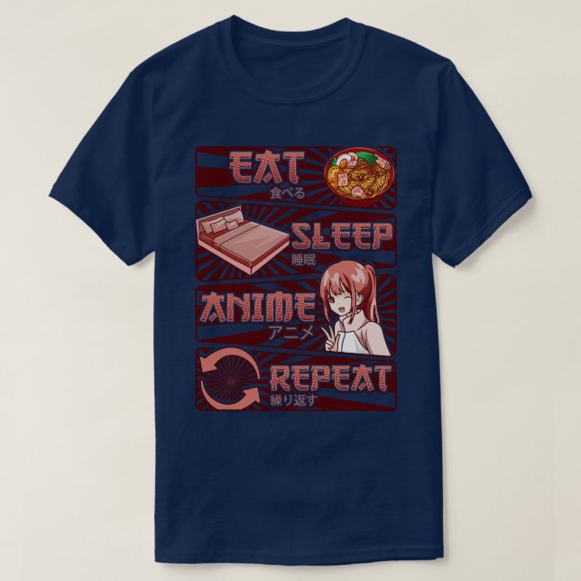 Funny Obsessed Girl Eat Sleep  Repeat T-Shirt (Design Front)