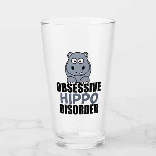 Funny Obsessive Hippo Disorder Glass