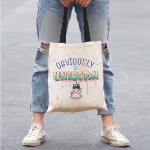 Funny Obviously A Unicorn Cute Kawaii Graffiti Tote Bag
