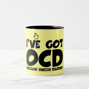 Funny OCD chicken Two-Tone Coffee Mug
