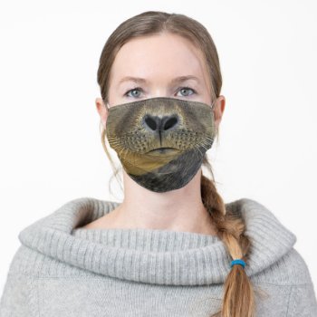 Funny Ocean Animal Sea Lion Whisker Adult Cloth Face Mask by cranberrysky at Zazzle