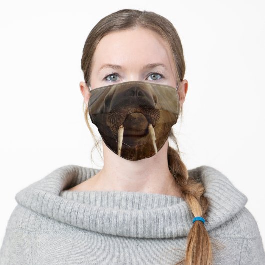 funny ocean animal walrus tusk adult cloth face mask (Worn)