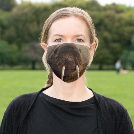 funny ocean animal walrus tusk adult cloth face mask (Outside)