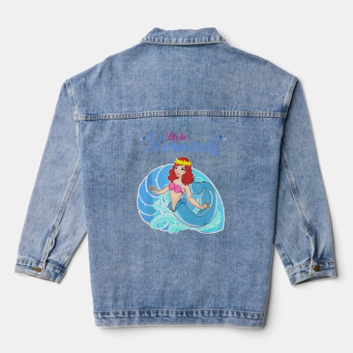 Funny Ocean Little Mermaid Lets be Mermaids Women Denim Jacket
