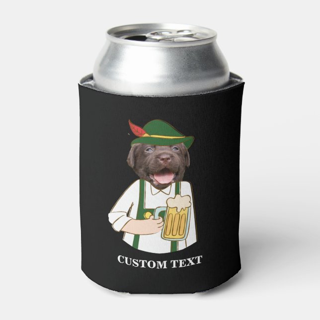 Funny Octoberfest Black Lab Dog Beer Lover Custom Can Cooler (Can Front)
