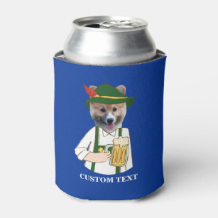 Funny Octoberfest Corgi Dog & Beer Lover Custom Can Cooler