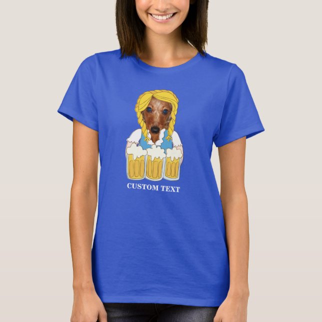Funny Octoberfest Dachshund Dog Beer Lover Custom T-Shirt (Front)