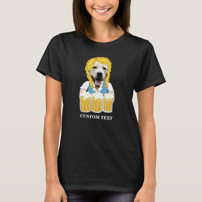 Funny Octoberfest Yellow Lab Dog Beer Lover Custom T-Shirt (Front)