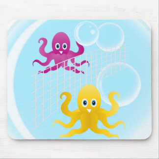 Funny octopies playing volleyball mouse pad