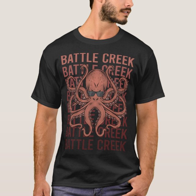 Funny Octopus Battle Creek T-Shirt (Front)