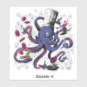 Funny Octopus Chef Sticker