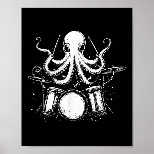 Funny Octopus Drummer Drums Drumming Music Lover  Poster (Front)