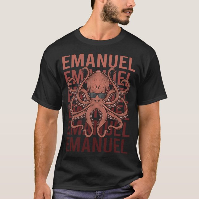 Funny Octopus - Emanuel Name T-Shirt (Front)