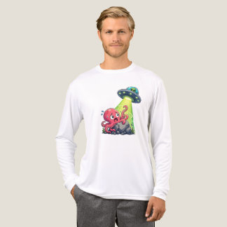 Funny Octopus Escaping UFO - Cute Alien Abduction Tri-Blend Shirt