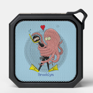 Funny octopus hugs diver cartoon humour bluetooth speaker