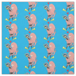Funny octopus hugs diver cartoon humour fabric