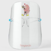 Funny octopus hugs diver cartoon humour  face shield (Front)
