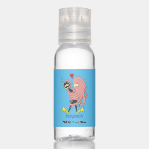 Funny octopus hugs diver cartoon humour hand sanitizer