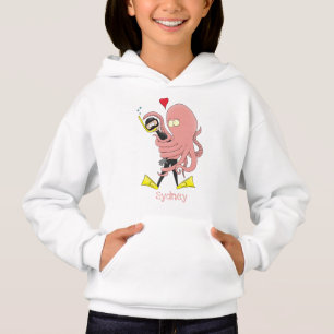 Funny octopus hugs diver cartoon humour hoodie