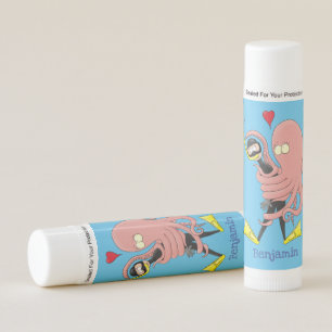 Funny octopus hugs diver cartoon humour lip balm