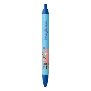 Funny octopus hugs diver cartoon humour  pen