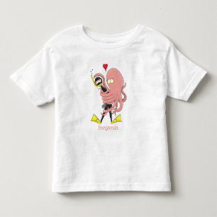 Funny octopus hugs diver cartoon humour  toddler t-shirt