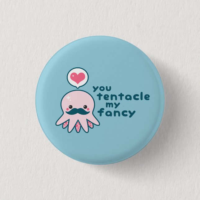 Funny Octopus Love Pun Button (Front)