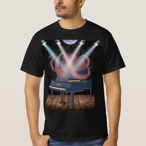 Funny Octopus Piano Serenade Mens T_Shirt