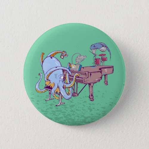 Funny Octopus playing a piano Button