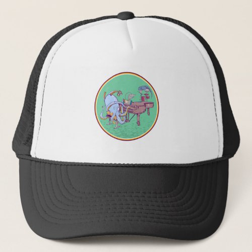 Funny Octopus playing a piano Trucker Hat