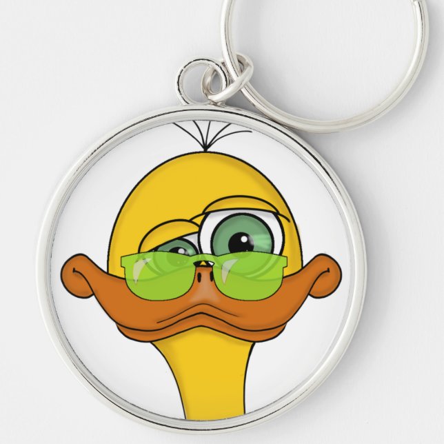 Funny Odd Duck Cartoon Keychain (Front)