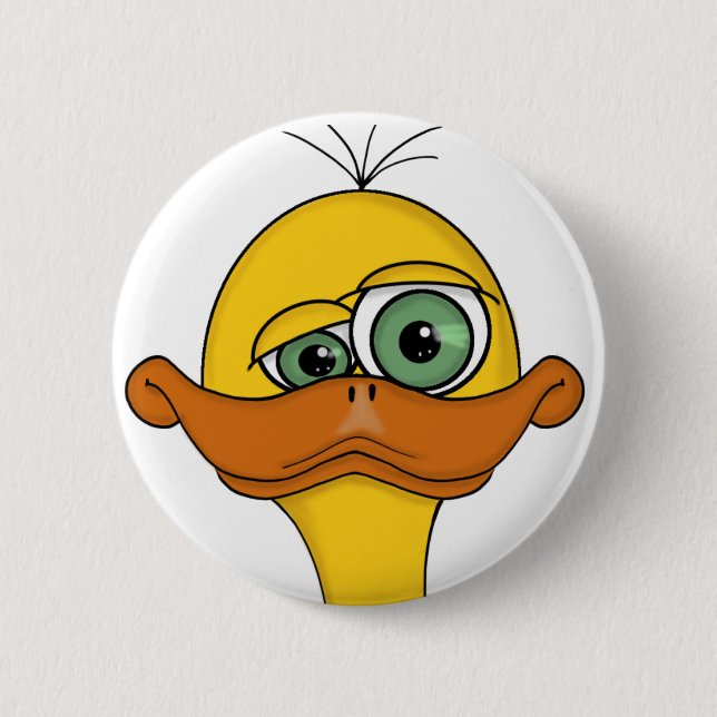 Funny Odd Duck Cartoon Pinback Button (Front)
