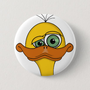 Funny Odd Duck Cartoon Pinback Button
