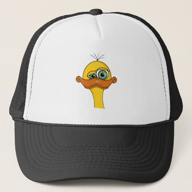 Funny Odd Duck Cartoon Trucker Hat (Front)
