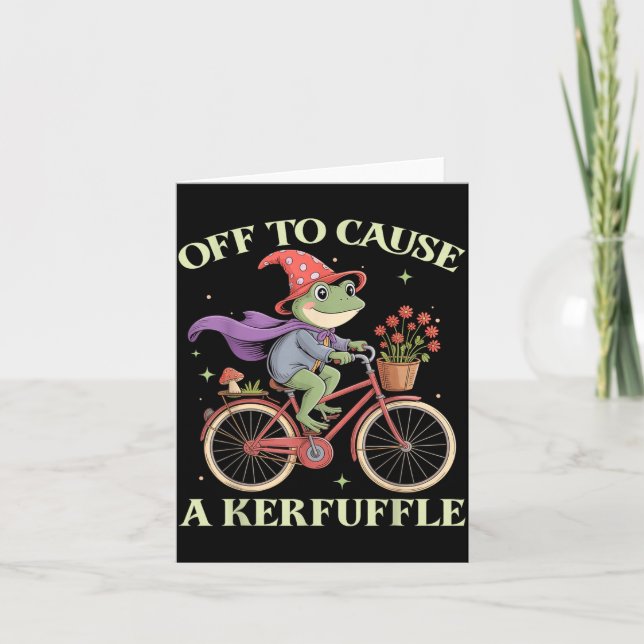 Funny Off To Cause A Kerfuffle Whimsical Wizard Fr Card (Front)