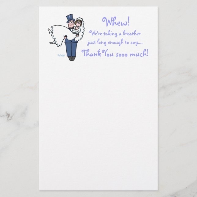 Funny Offbeat Wedding Newlyweds Thank Stationery (Front)